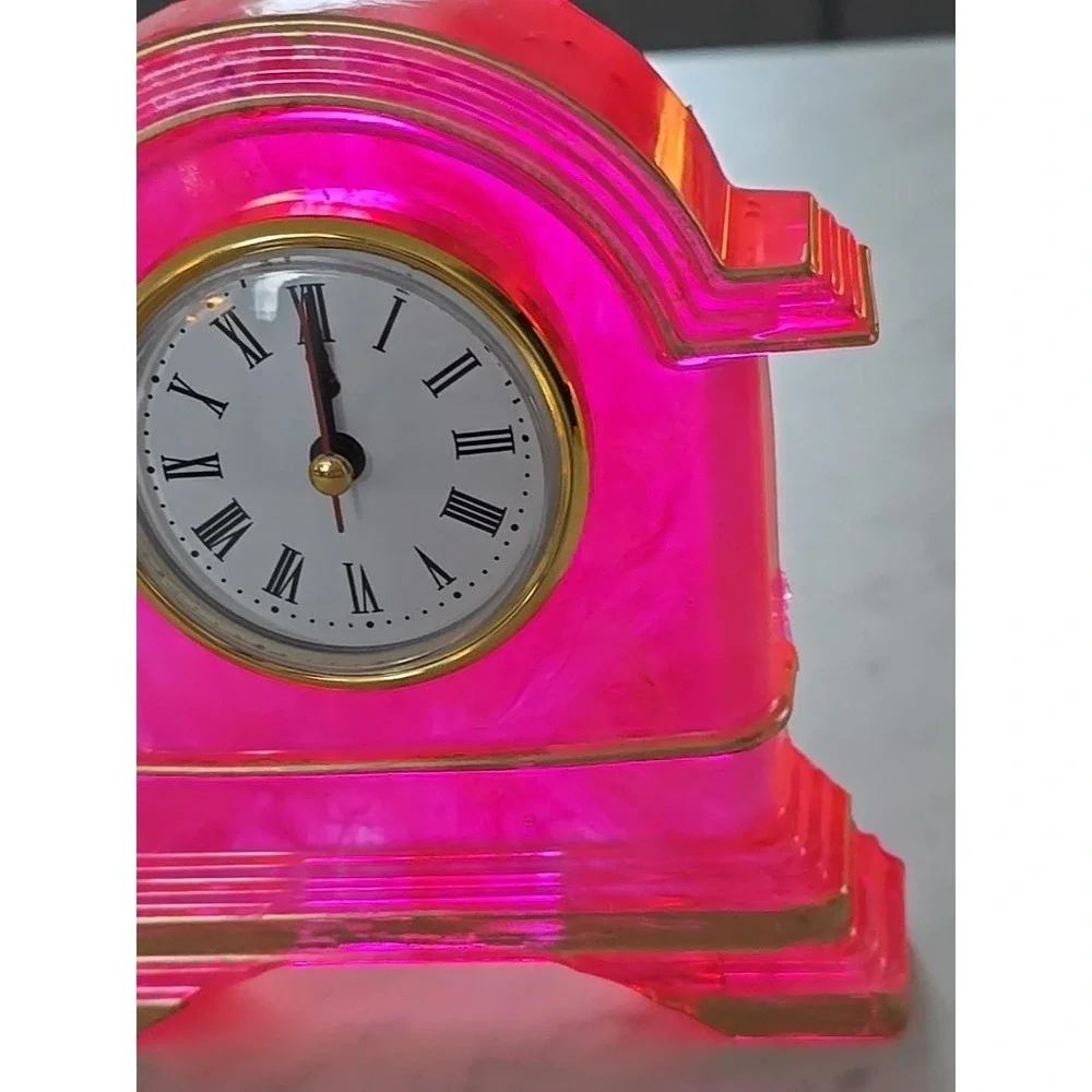 Handmade Resin Desk Clock Decoration‎ Gift  Pink Gold  732